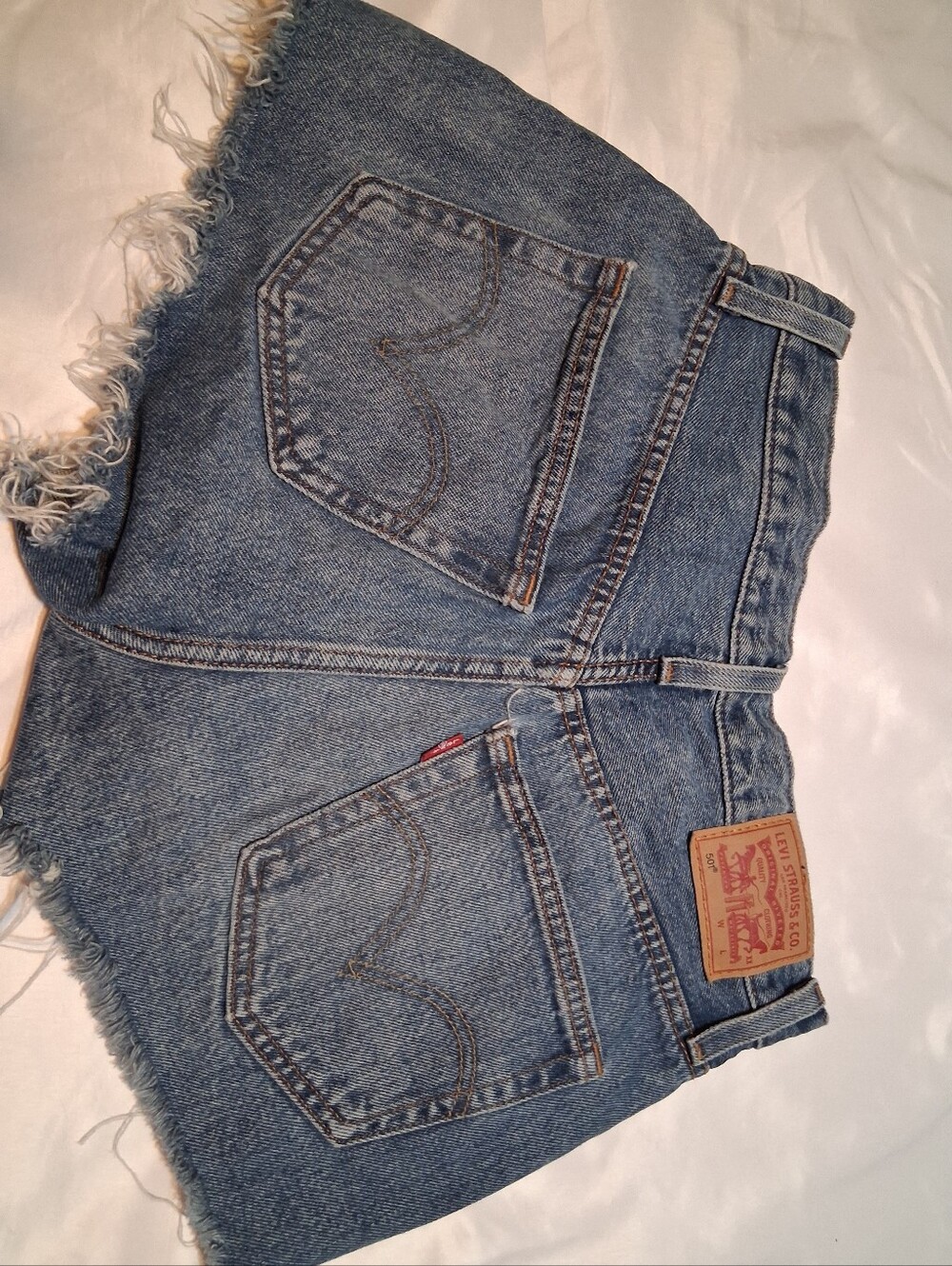 Levi's 501 Original Distressed Cutoff Shorts Raw Hem Vintage Denim - W 27 - Picture 5 of 15